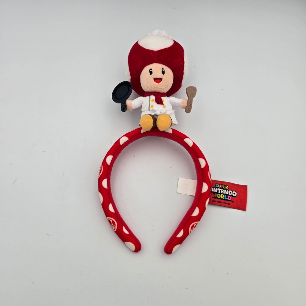 Super Nintendo World Universal Studios Chef Toad Plush Headband Red Polka Dot